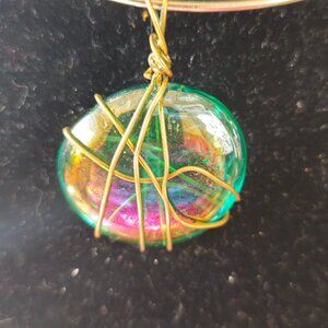 Glass Pendant Necklace with Wire Chain